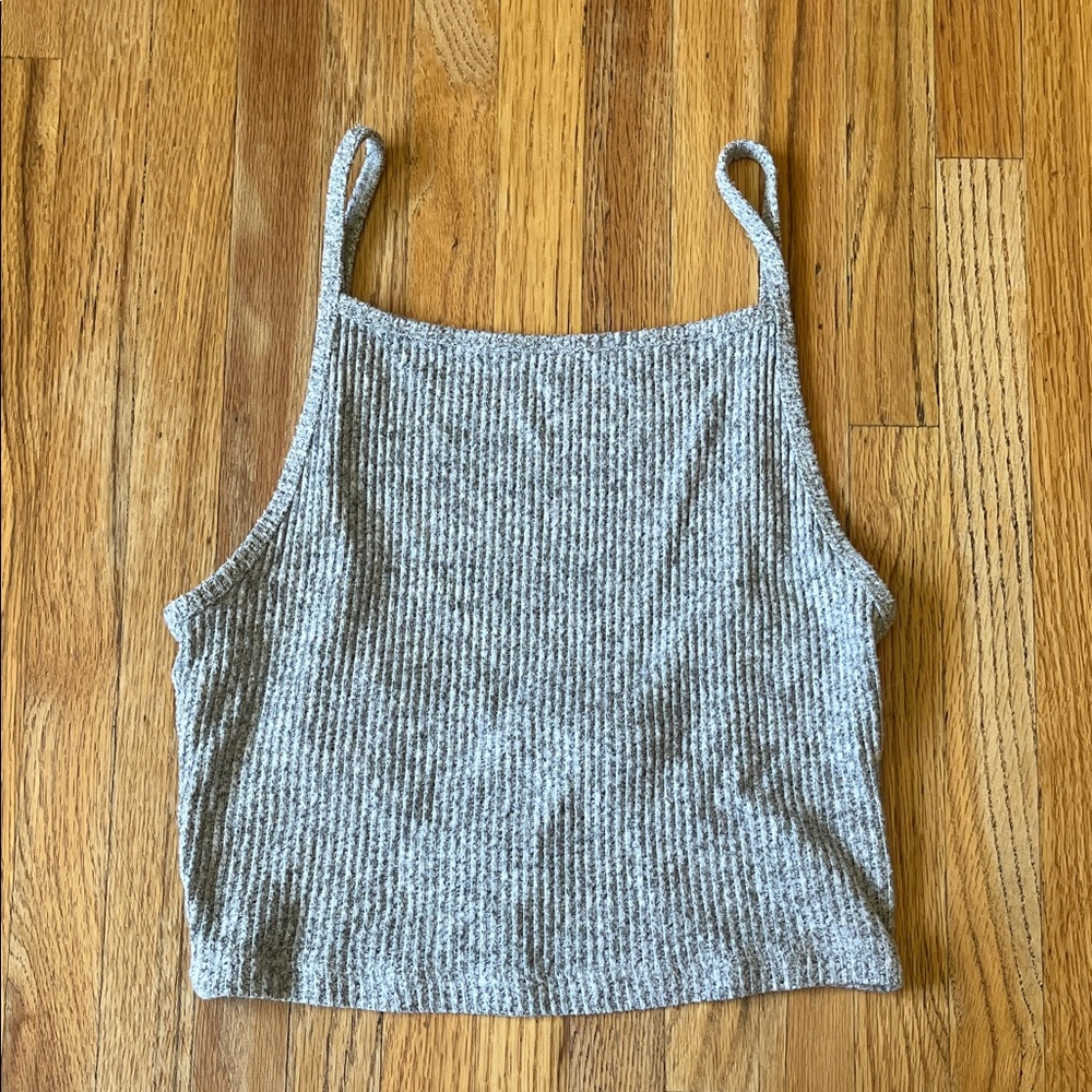 Topshop Gray Ribbed Camisole